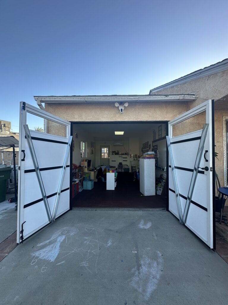 Swing Door Black with Clear Windows